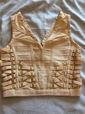Gold Label WOW Couture Bandage Beige Women's Zipper Back Tank
